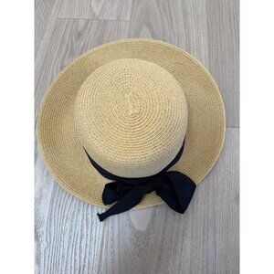Scala Womens Straw Hat With Black Ribbon Bow One Size 80% Paper & 20% Polyester